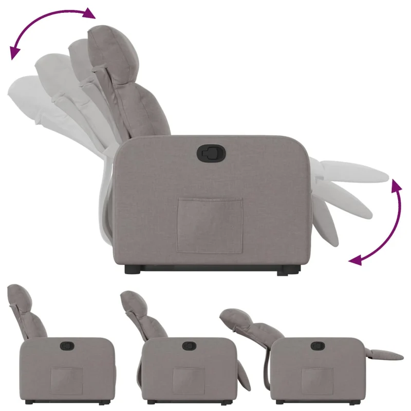Fauteuil relax TV rembourrage confortable fonction de levage électrique en tissu taupe DEC028192