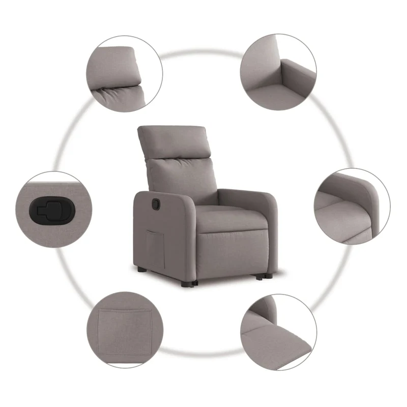 Fauteuil relax TV rembourrage confortable fonction de levage électrique en tissu taupe DEC028192