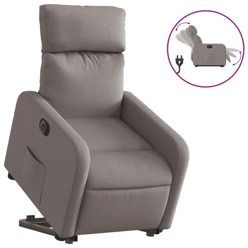 Fauteuil relax TV fonction de levage électrique très confortable en tissu taupe DEC028568