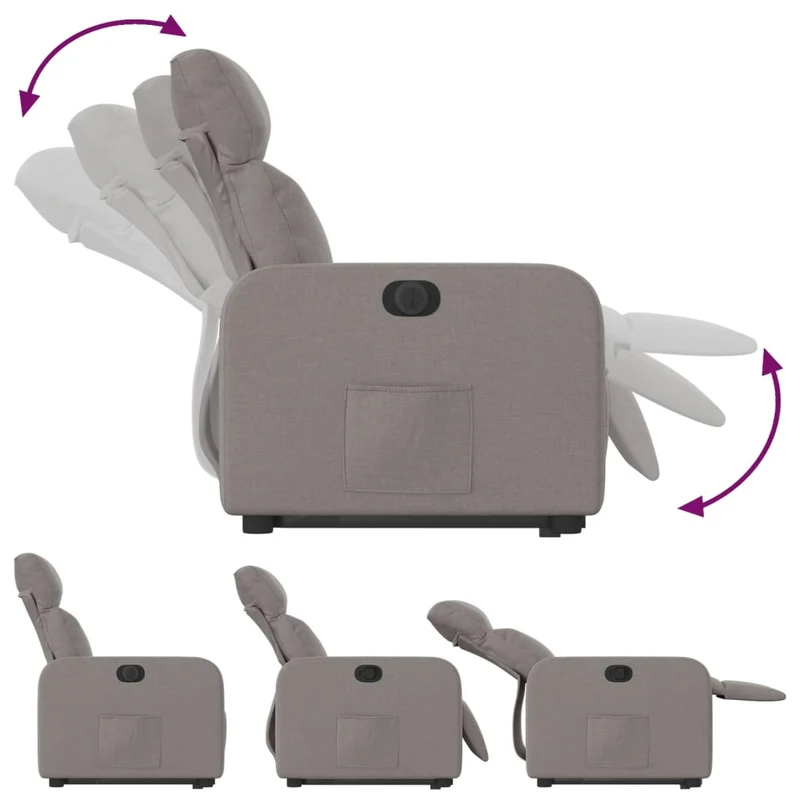 Fauteuil relax TV fonction de levage électrique très confortable en tissu taupe DEC028568