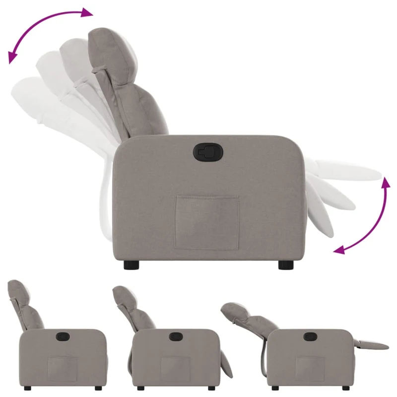 Fauteuil relax TV rembourrage confortable fonction d'inclinaison manuelle en tissu taupe DEC028191