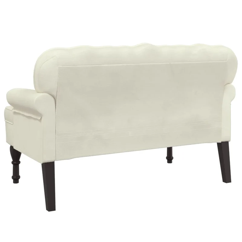 Banquette banc avec dossier capitonné et accoudoirs 119,5 x 64,5 x 75 cm velours crème DEC024643