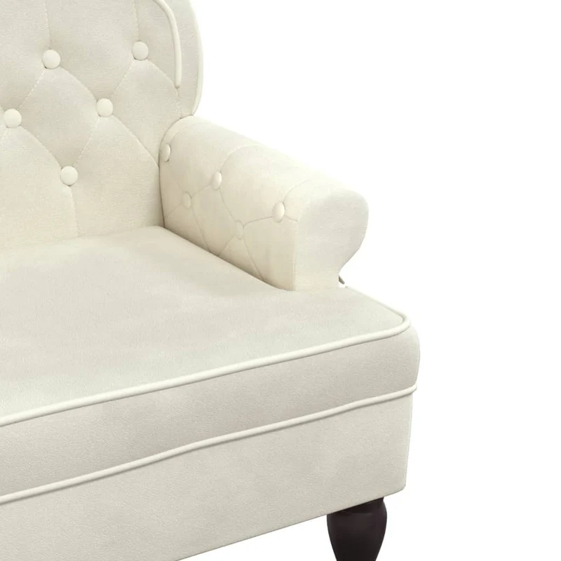 Banquette banc avec dossier capitonné et accoudoirs 119,5 x 64,5 x 75 cm velours crème DEC024643