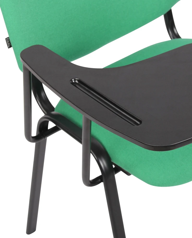 Chaise visiteur zone d'attente avec une petite table rabattable en tissu vert piètement à 4 pieds en métal 10_0002770