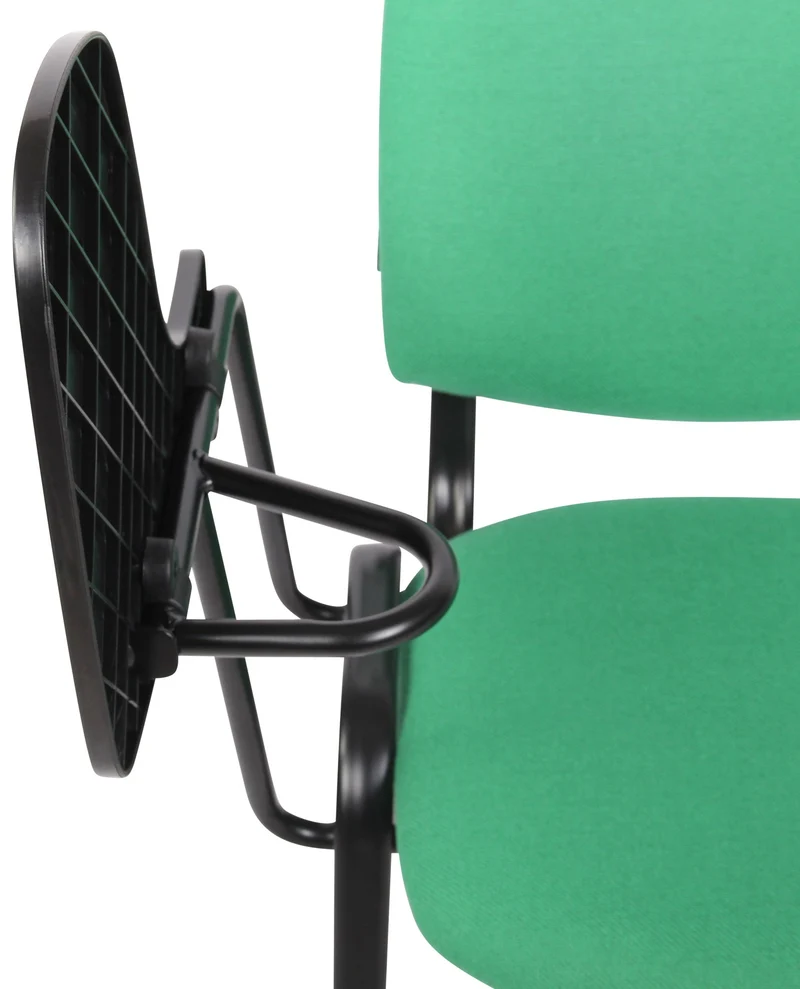 Chaise visiteur zone d'attente avec une petite table rabattable en tissu vert piètement à 4 pieds en métal 10_0002770