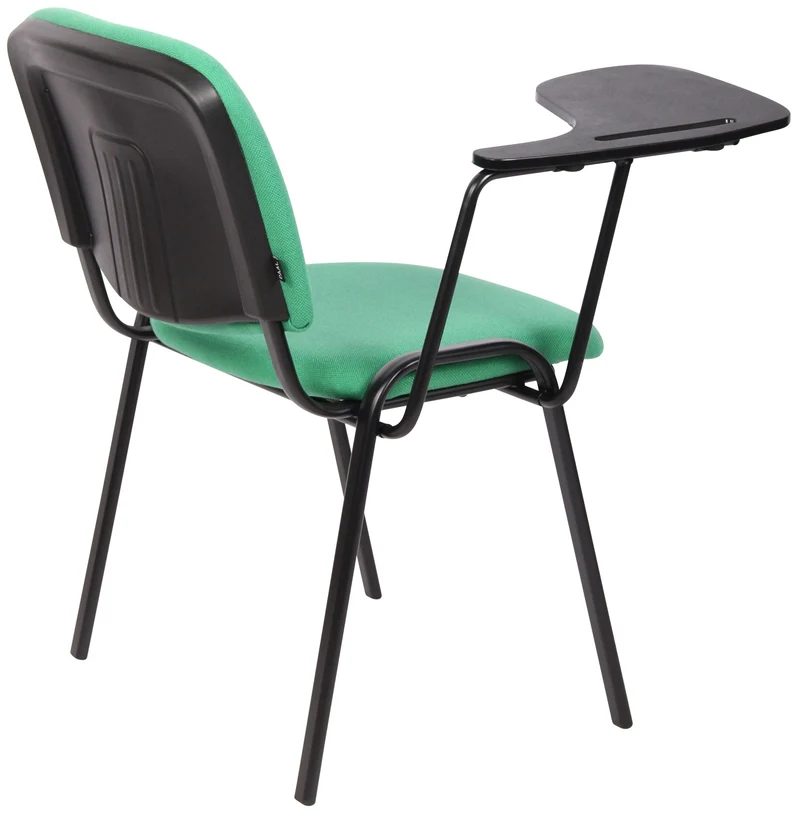 Chaise visiteur zone d'attente avec une petite table rabattable en tissu vert piètement à 4 pieds en métal 10_0002770