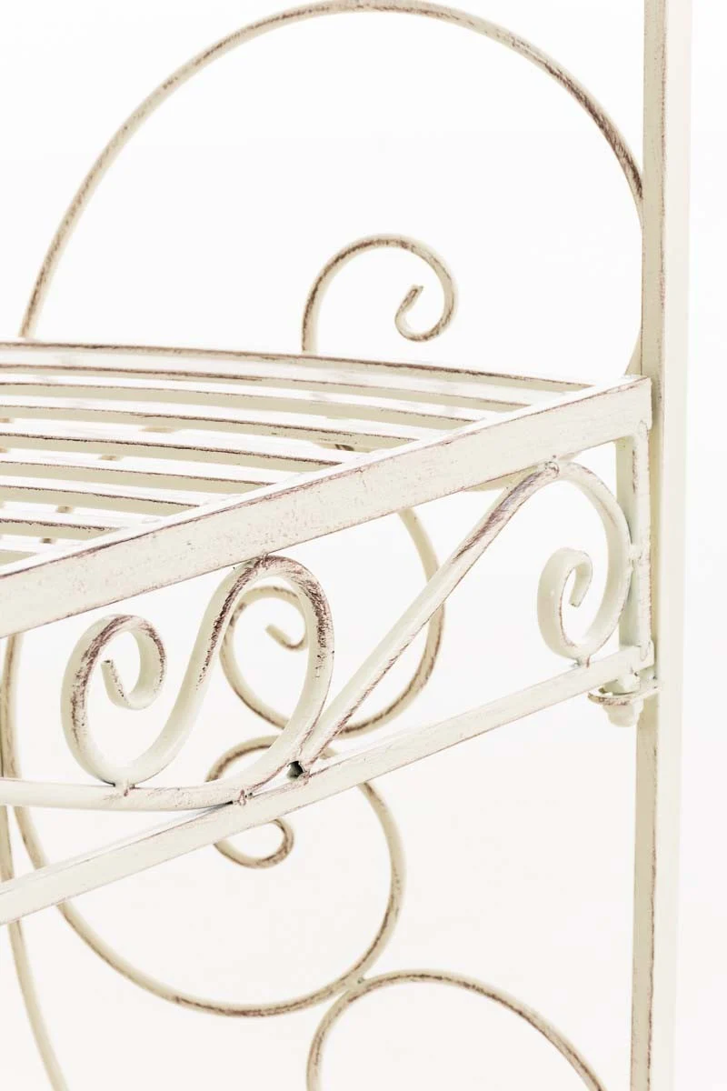 Banc de jardin avec arche à rosiers en métal crème vieilli style vintage MDJ10186