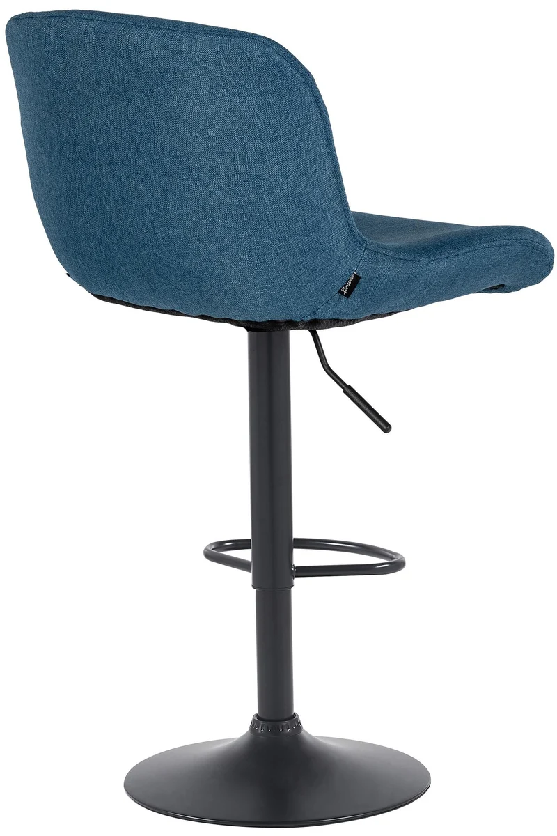 Lot de 2 tabourets de bar réglable en hauteur et rotatif repose-pieds en tissu bleu cadre en métal noir 10_0006419