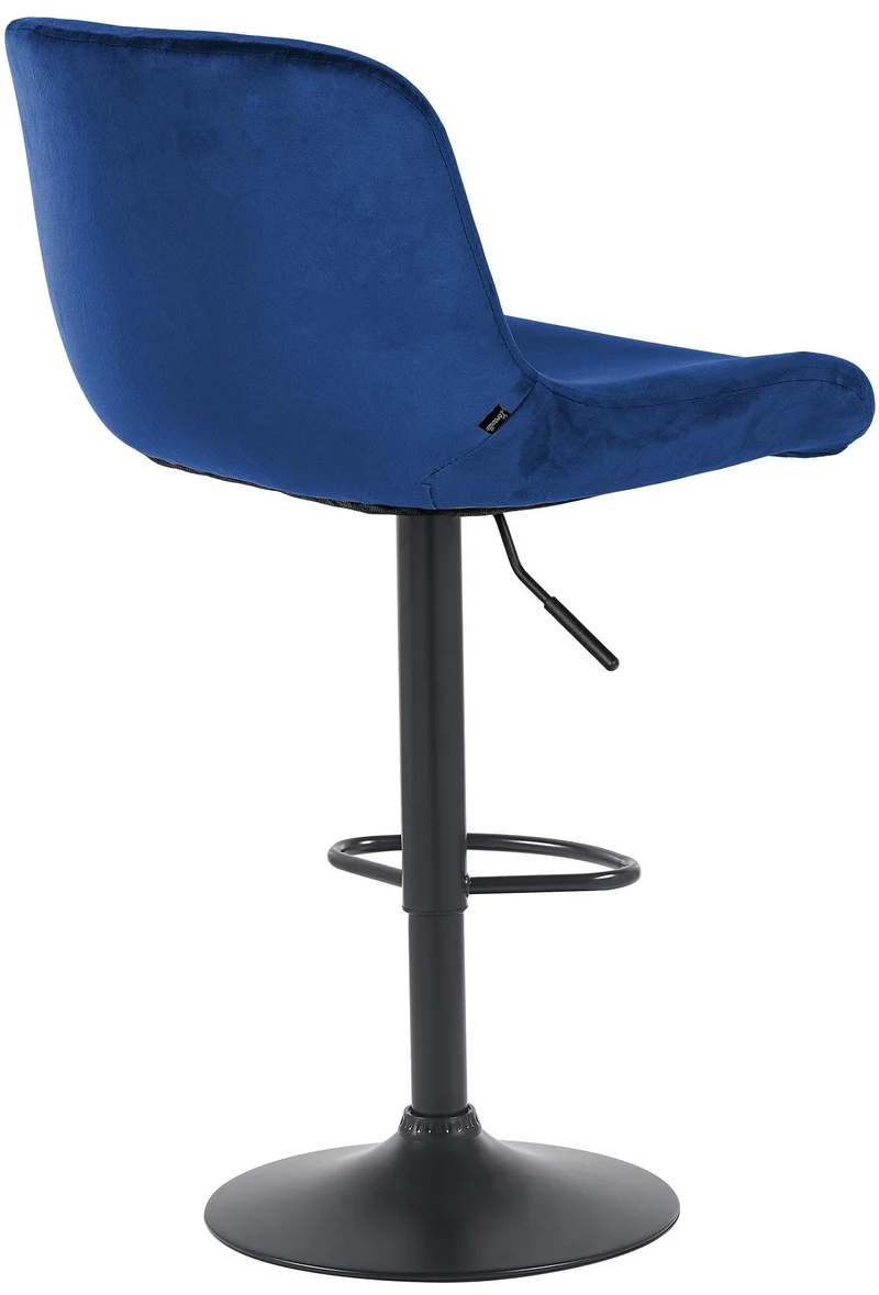 Lot de 2 tabourets de bar réglable en hauteur et rotatif repose-pieds en velours bleu cadre en métal noir 10_0006393