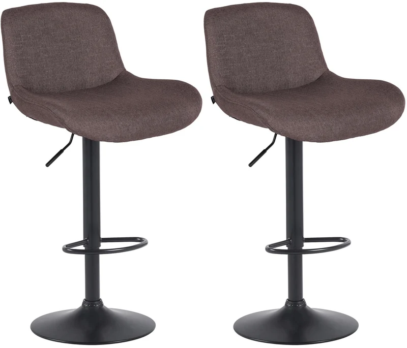 Lot de 2 tabourets de bar réglable en hauteur et rotatif repose-pieds en tissu marron cadre en métal noir 10_0006245