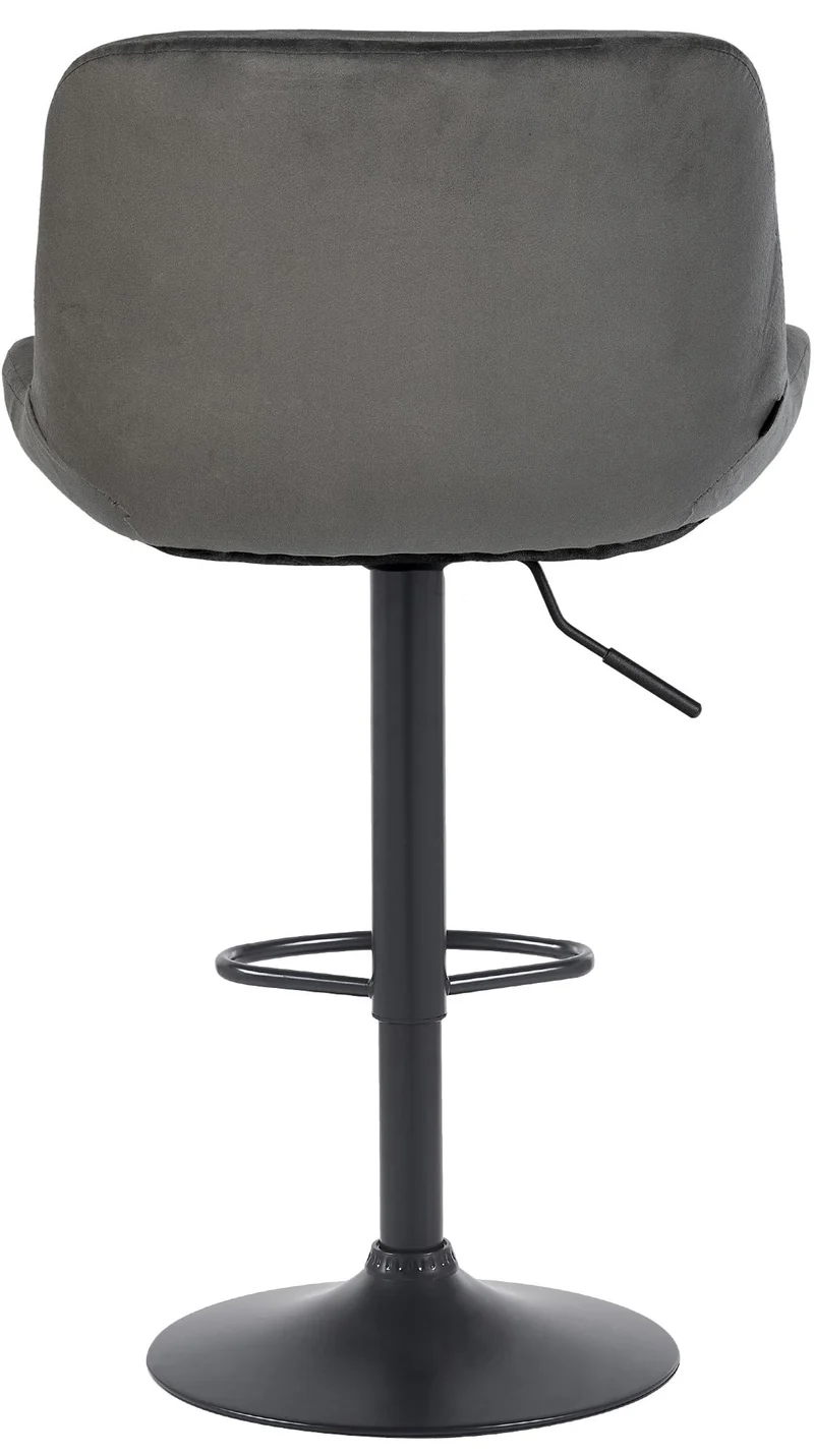 Lot de 2 tabourets de bar réglable en hauteur et rotatif repose-pieds en velours gris foncé cadre en métal noir 10_0006145
