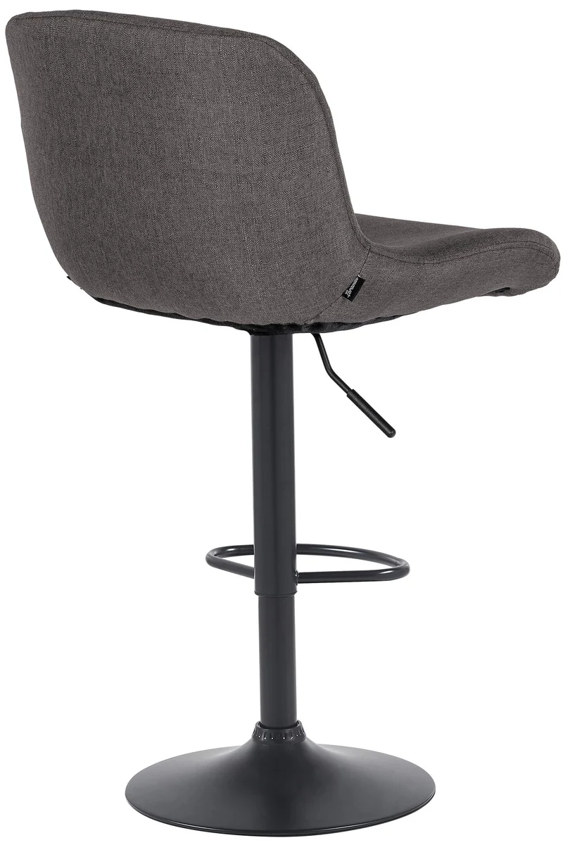 Lot de 2 tabourets de bar réglable en hauteur et rotatif repose-pieds en tissu gris foncé cadre en métal noir 10_0006087