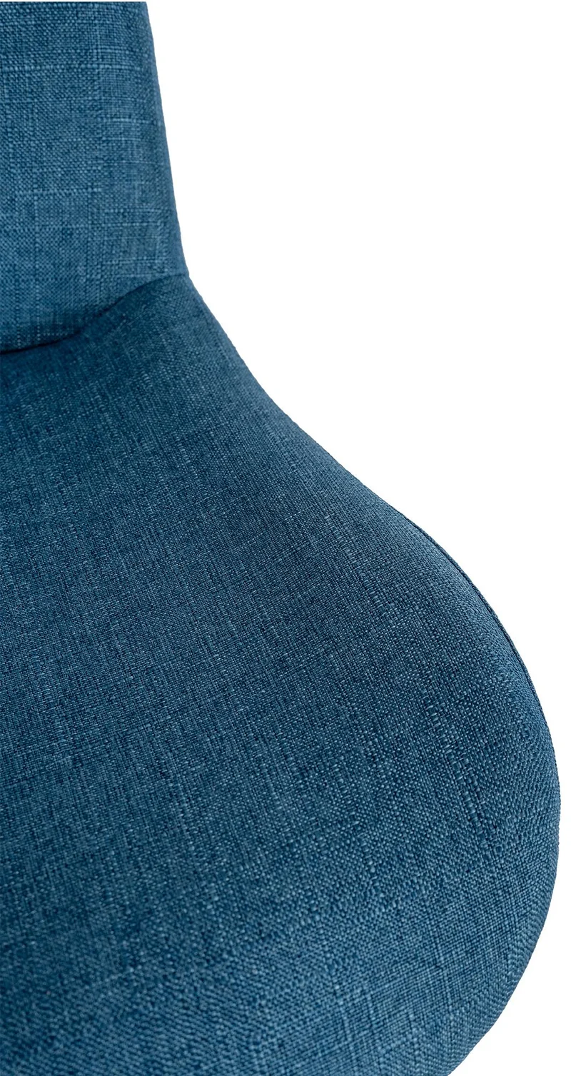 Tabouret de bar x1 réglable en hauteur et rotatif repose-pieds en tissu bleu cadre en métal noir 10_0006050