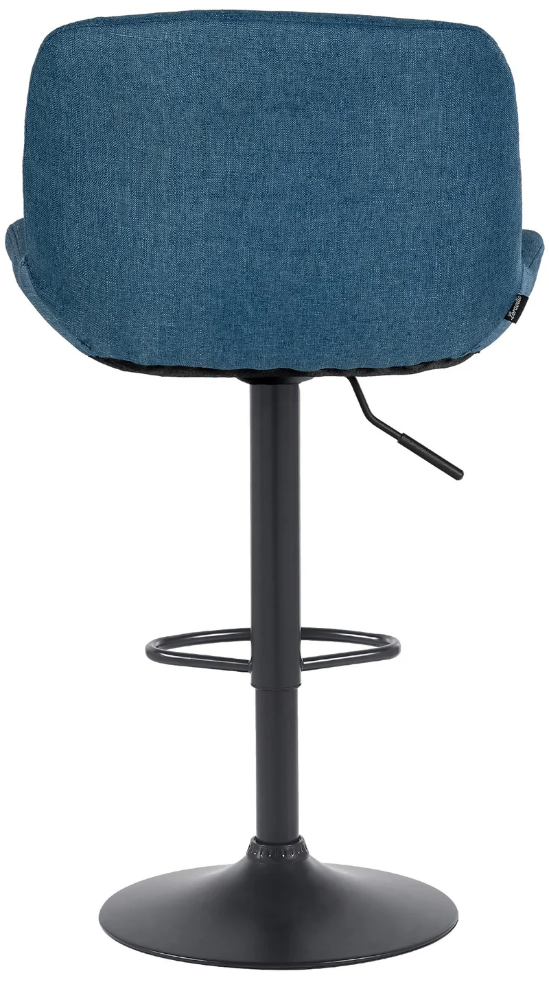 Tabouret de bar x1 réglable en hauteur et rotatif repose-pieds en tissu bleu cadre en métal noir 10_0006050