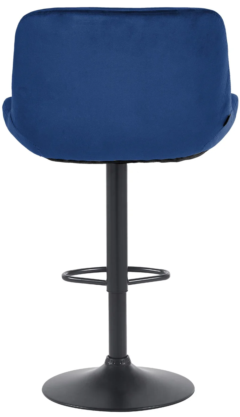 Tabouret de bar x1 réglable en hauteur et rotatif repose-pieds en velours bleu cadre en métal noir 10_0006015