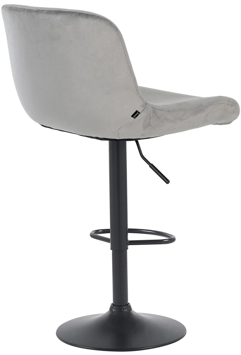 Tabouret de bar x1 réglable en hauteur et rotatif repose-pieds en velours gris cadre en métal noir 10_0005814