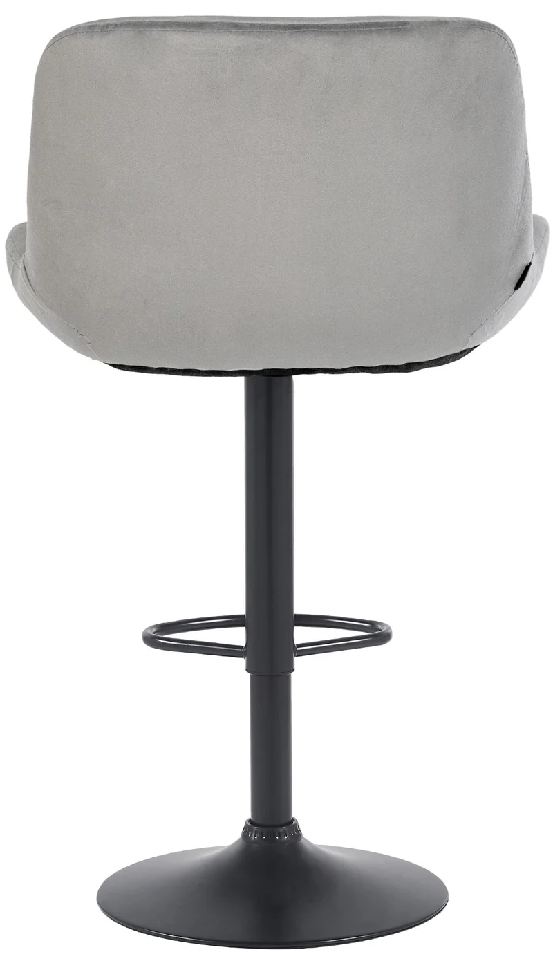 Tabouret de bar x1 réglable en hauteur et rotatif repose-pieds en velours gris cadre en métal noir 10_0005814