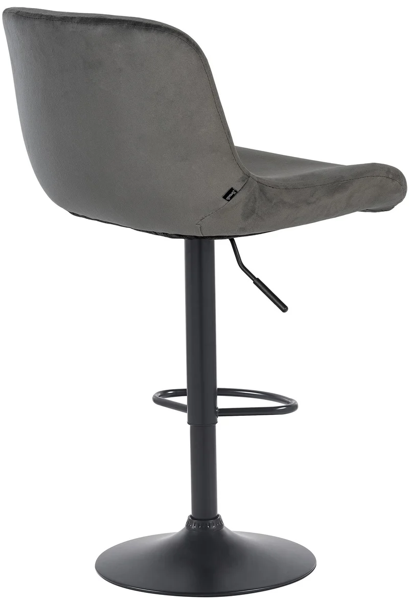 Tabouret de bar x1 réglable en hauteur et rotatif repose-pieds en velours gris foncé cadre en métal noir 10_0005795