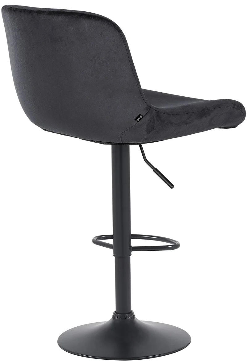Tabouret de bar x1 réglable en hauteur et rotatif repose-pieds en velours noir cadre en métal noir 10_0005753