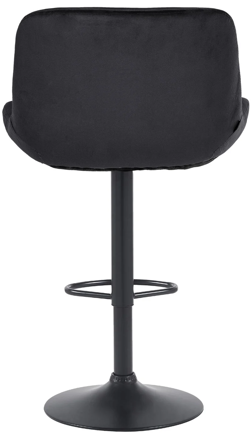 Tabouret de bar x1 réglable en hauteur et rotatif repose-pieds en velours noir cadre en métal noir 10_0005753