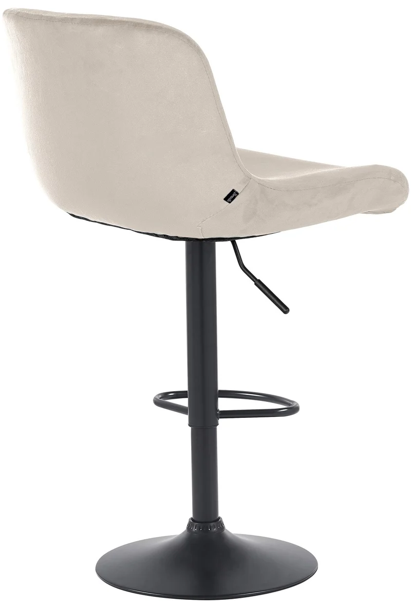 Tabouret de bar x1 réglable en hauteur et rotatif repose-pieds en velours crème cadre en métal noir 10_0005752