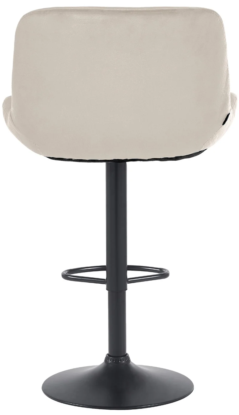 Tabouret de bar x1 réglable en hauteur et rotatif repose-pieds en velours crème cadre en métal noir 10_0005752