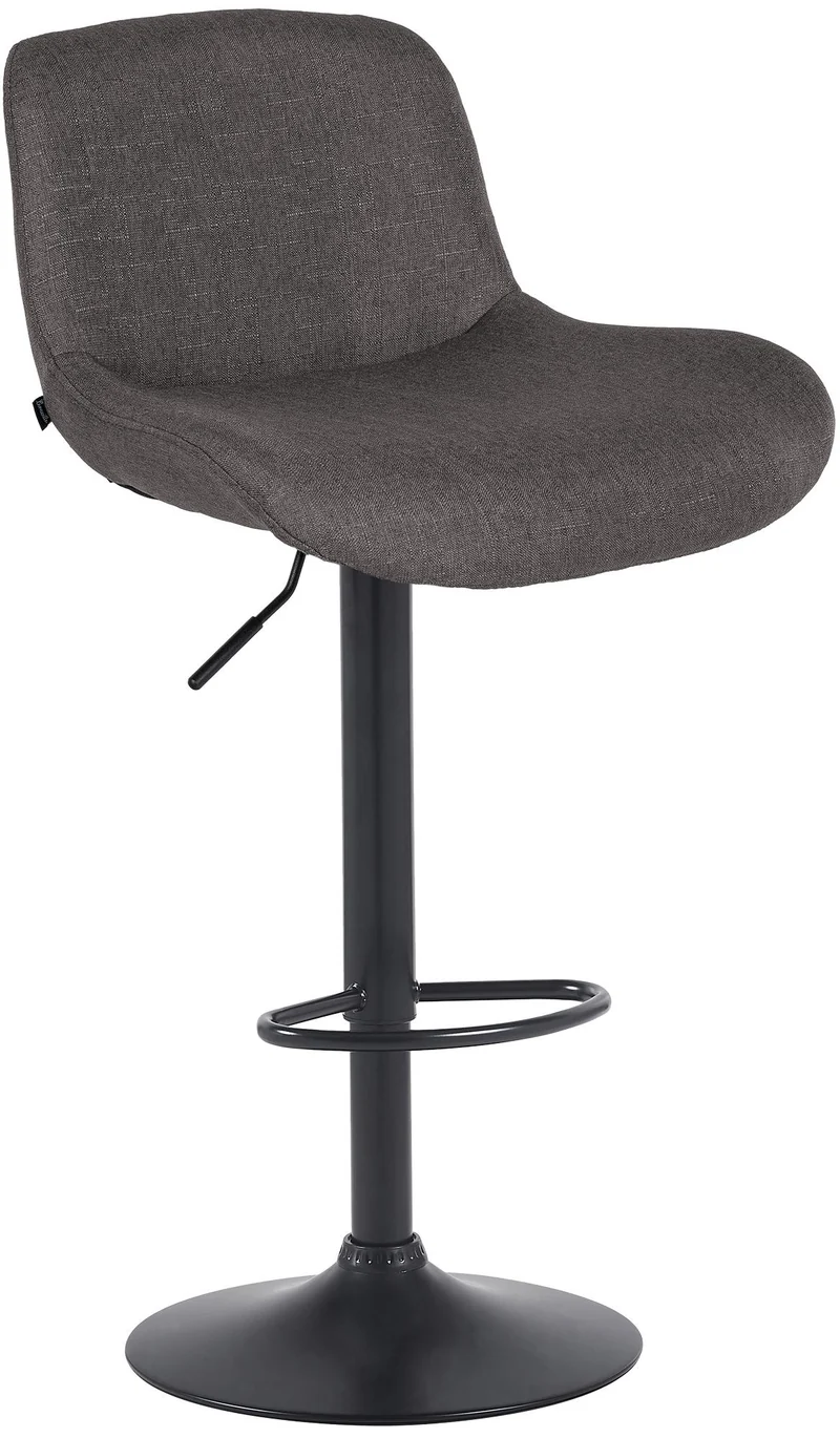 Tabouret de bar x1 réglable en hauteur et rotatif repose-pieds en tissu gris foncé cadre en métal noir 10_0005751