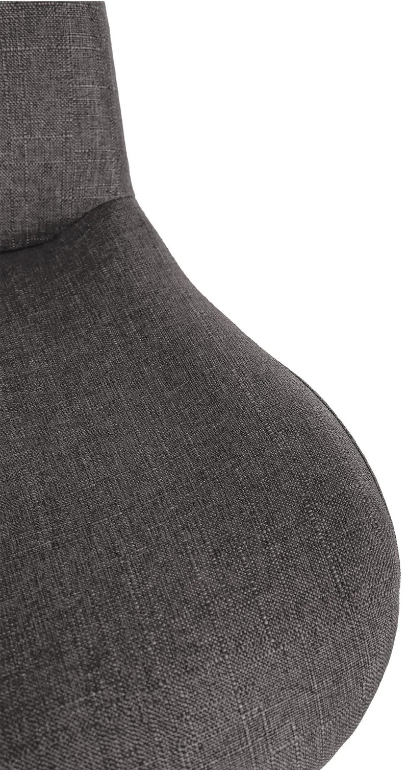 Tabouret de bar x1 réglable en hauteur et rotatif repose-pieds en tissu gris foncé cadre en métal noir 10_0005751