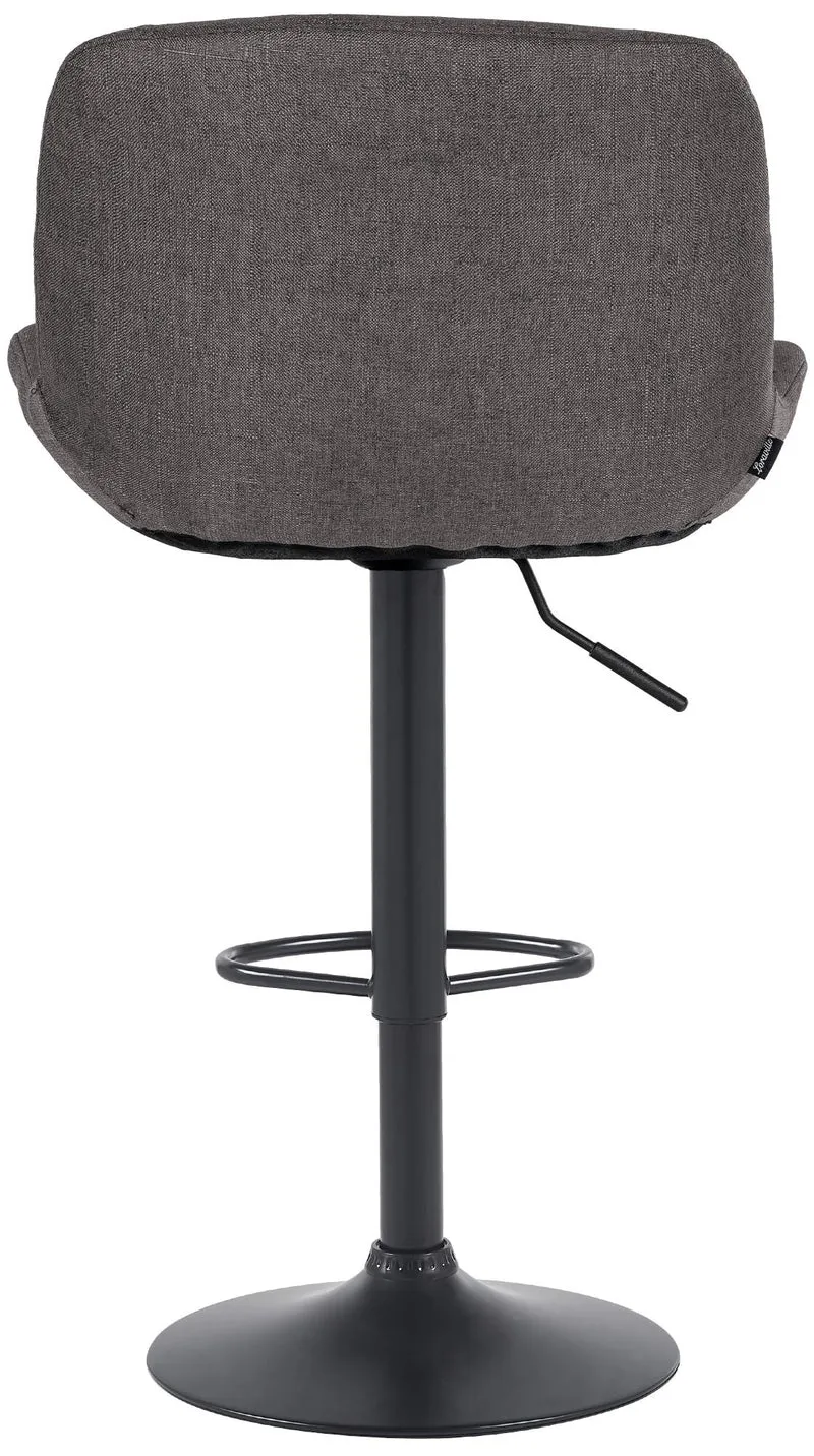 Tabouret de bar x1 réglable en hauteur et rotatif repose-pieds en tissu gris foncé cadre en métal noir 10_0005751