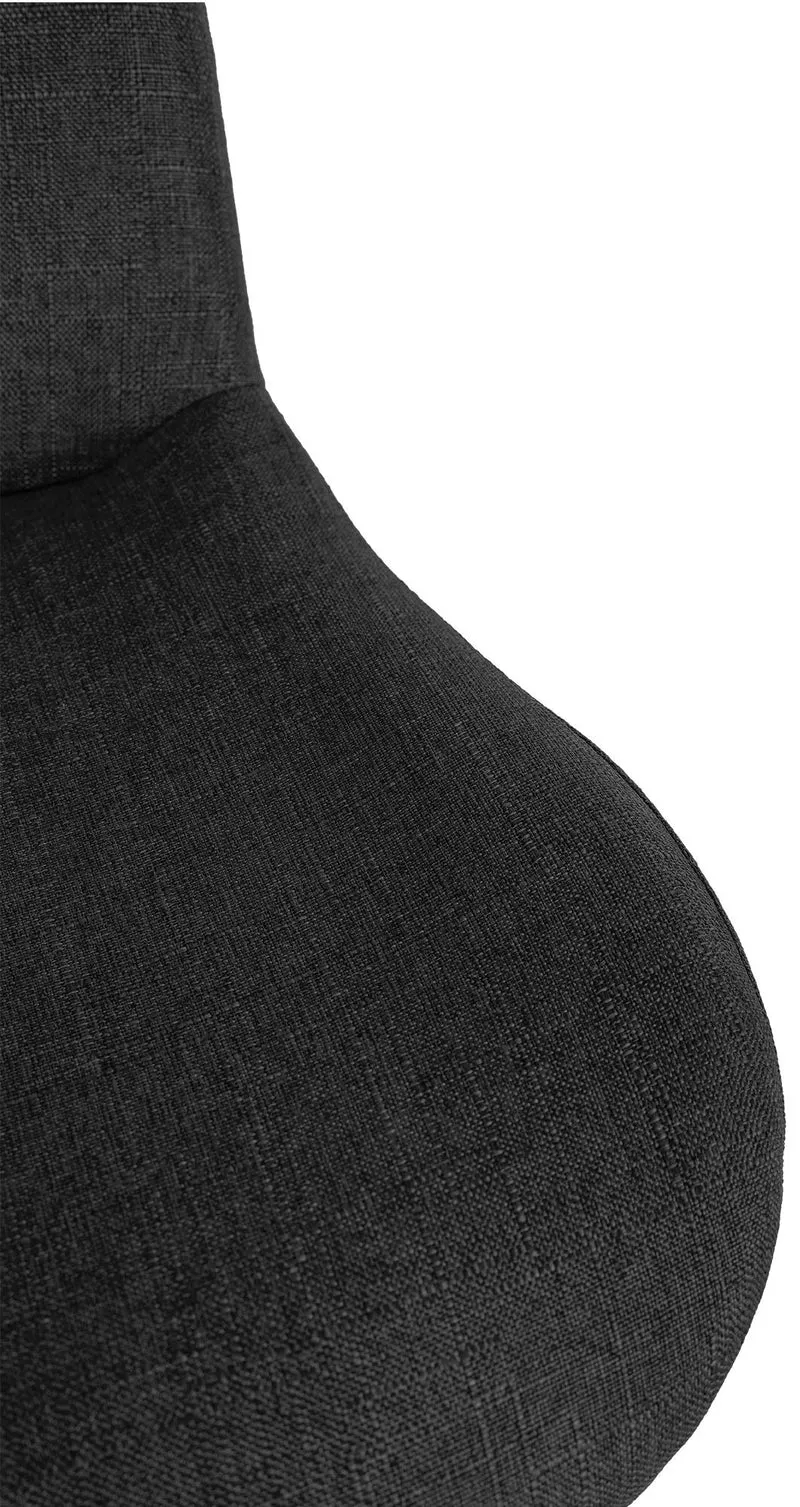 Tabouret de bar x1 réglable en hauteur et rotatif repose-pieds en tissu noir cadre en métal noir 10_0005750