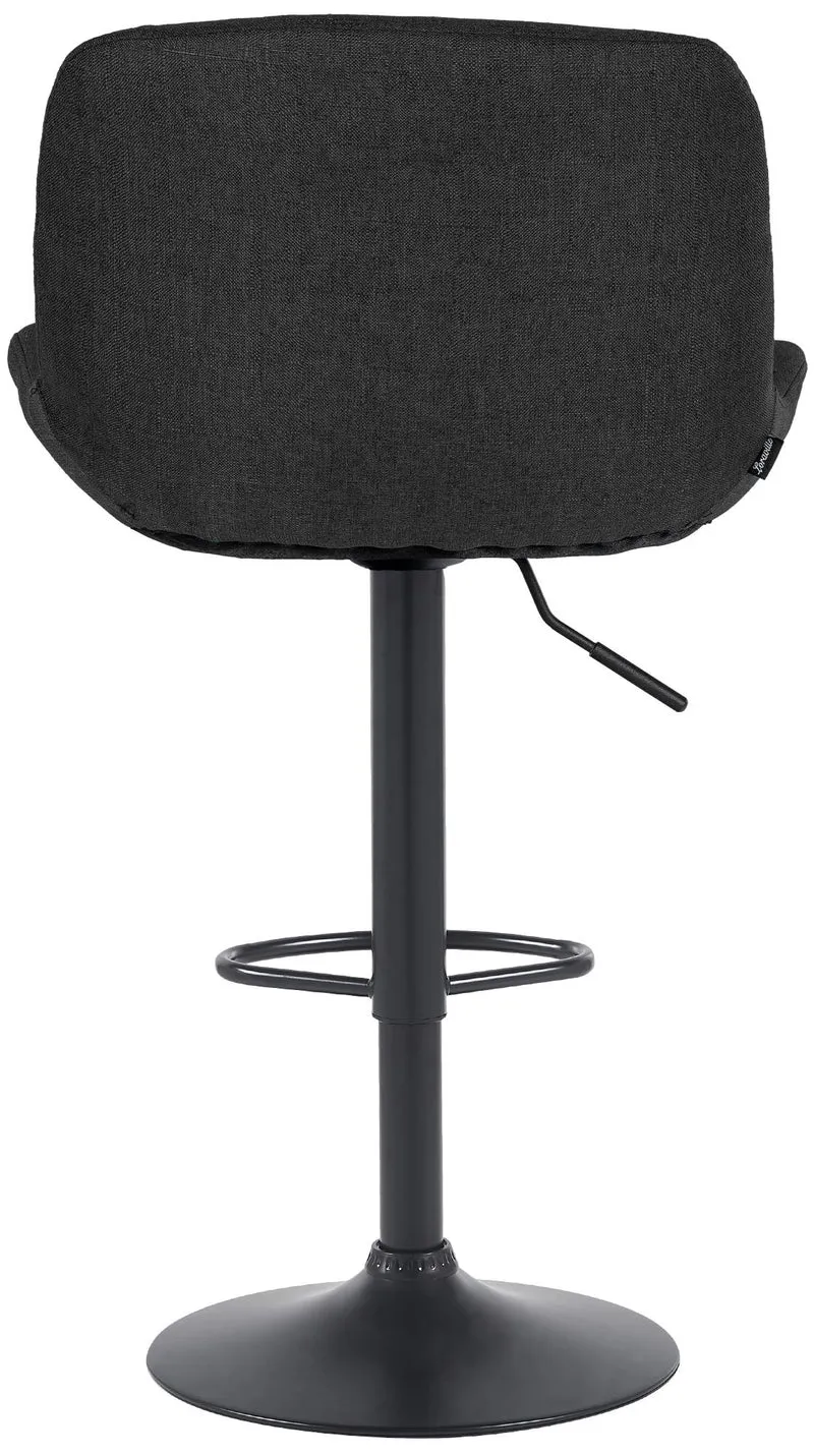 Tabouret de bar x1 réglable en hauteur et rotatif repose-pieds en tissu noir cadre en métal noir 10_0005750