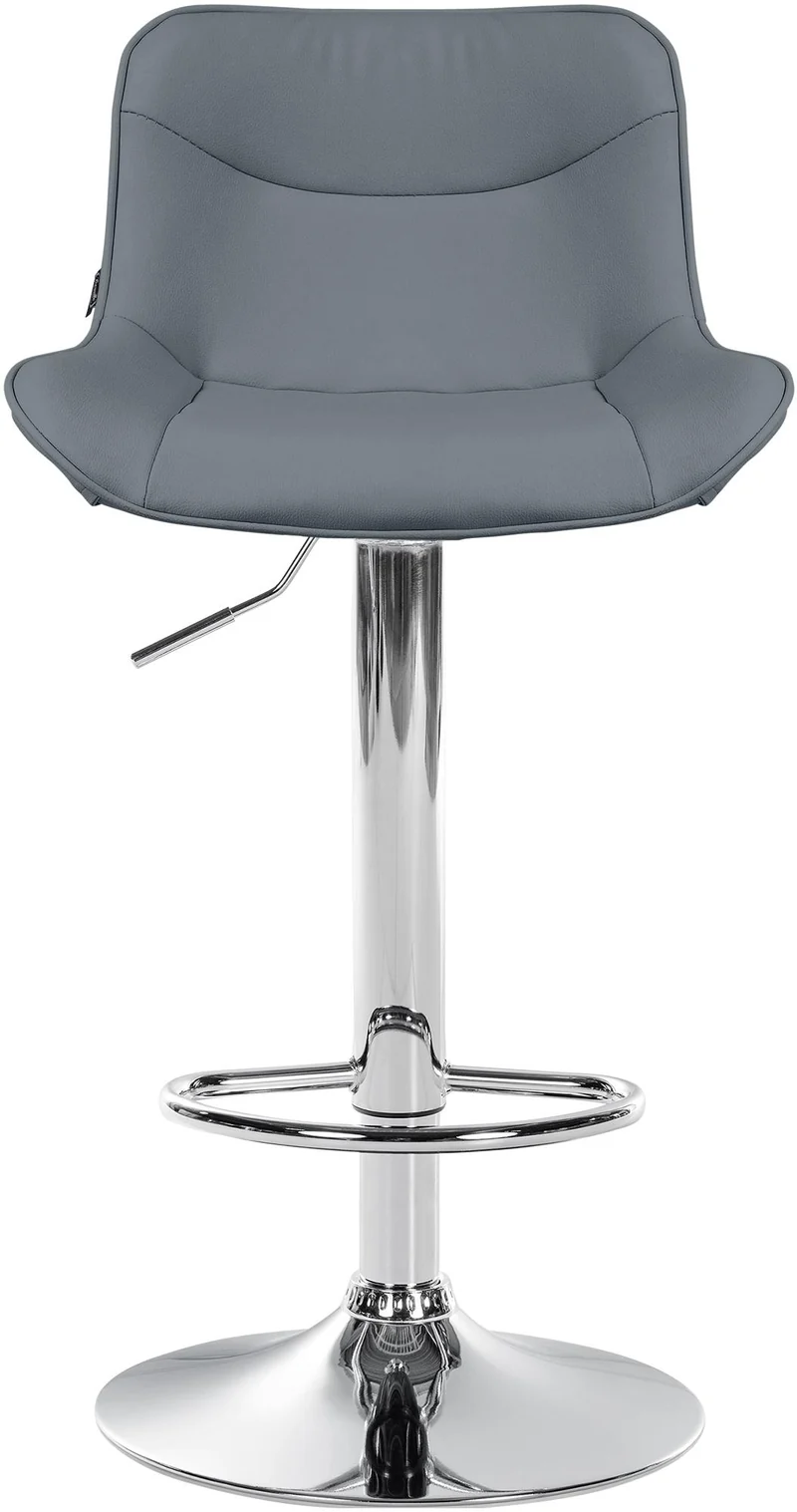 Tabouret de bar x1 pivotant forme ergonomique surpiqûres décoratives en PVC gris cadre en métal chromé 10_0006578