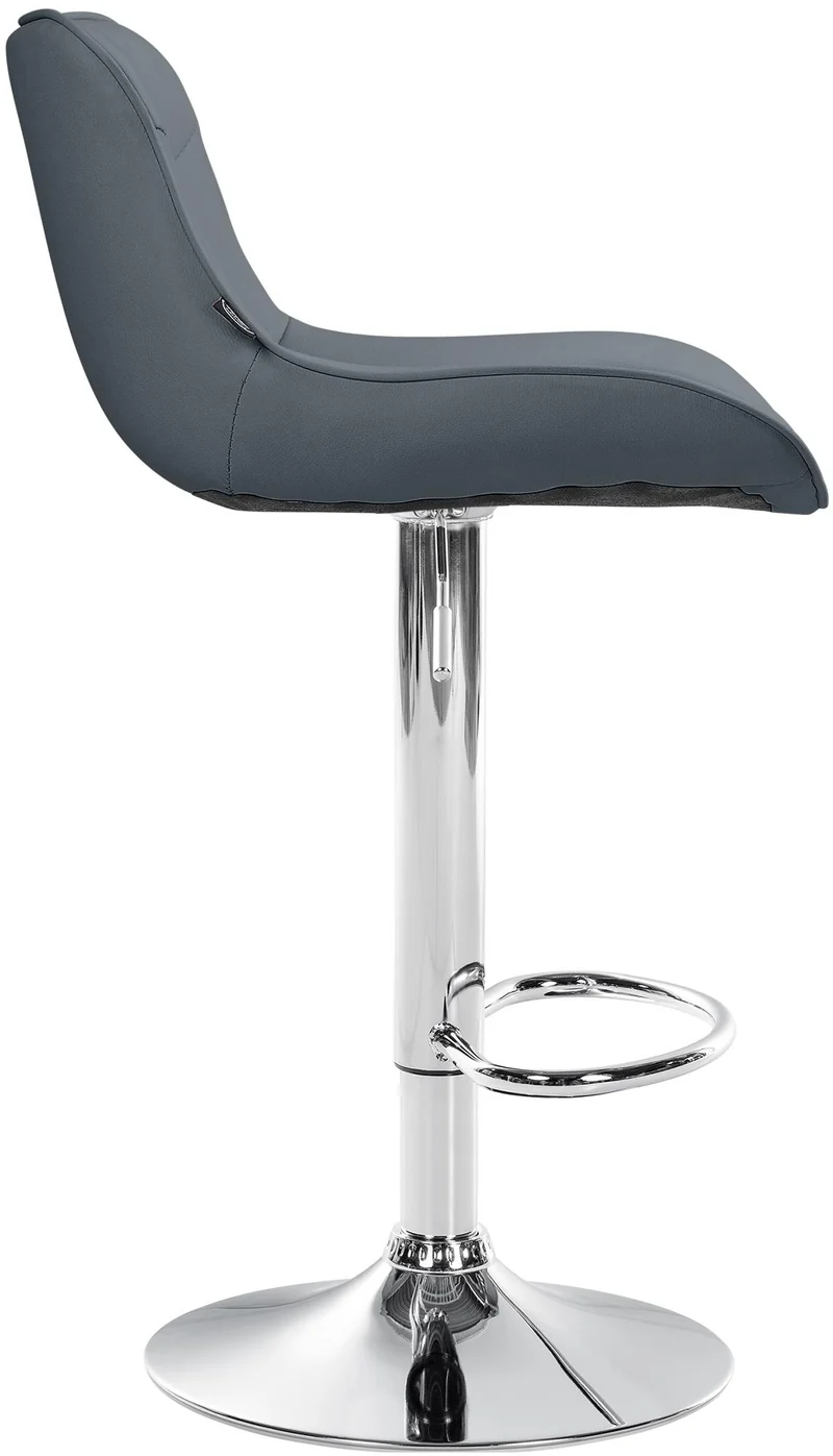 Tabouret de bar x1 pivotant forme ergonomique surpiqûres décoratives en PVC gris cadre en métal chromé 10_0006578