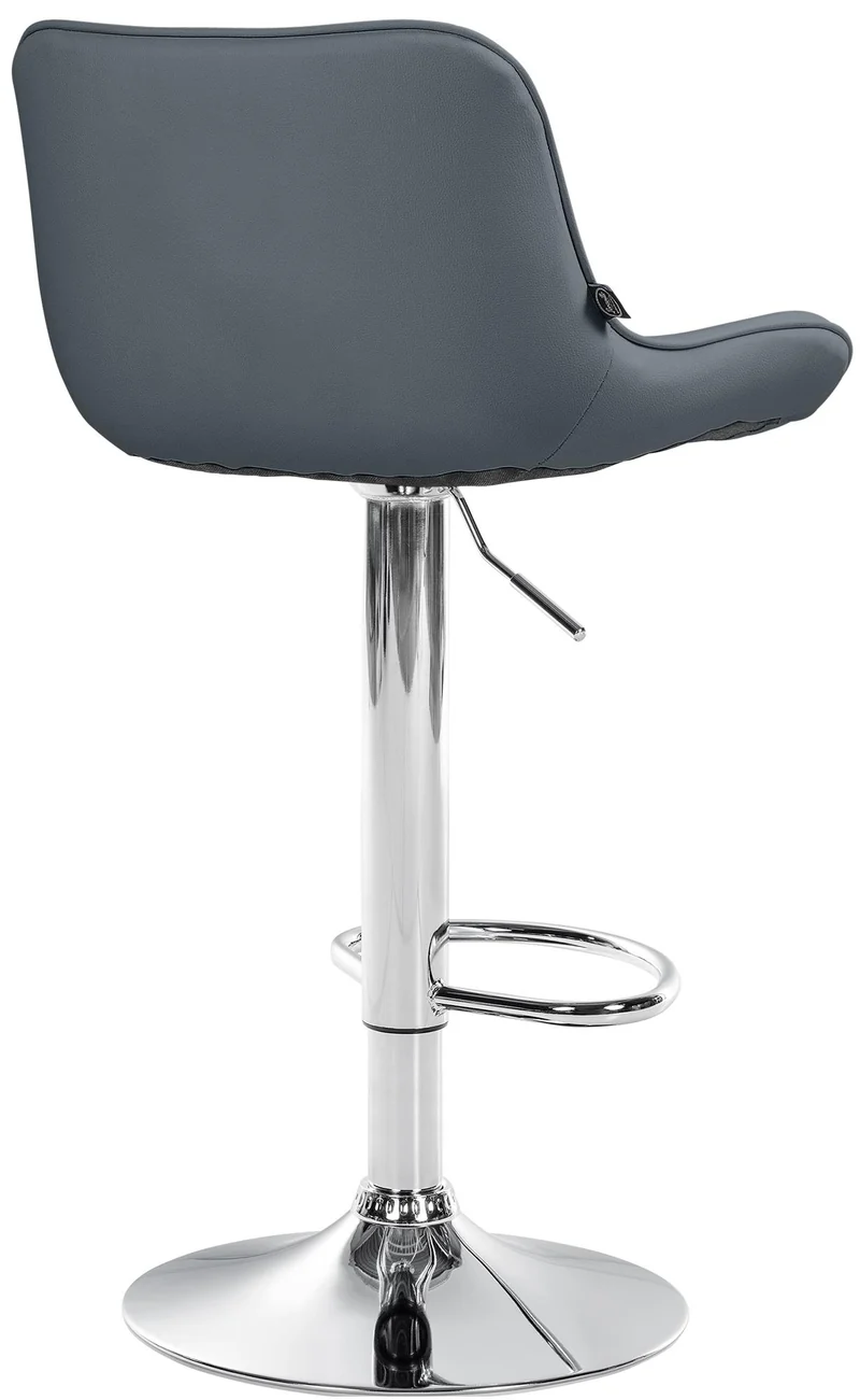 Tabouret de bar x1 pivotant forme ergonomique surpiqûres décoratives en PVC gris cadre en métal chromé 10_0006578
