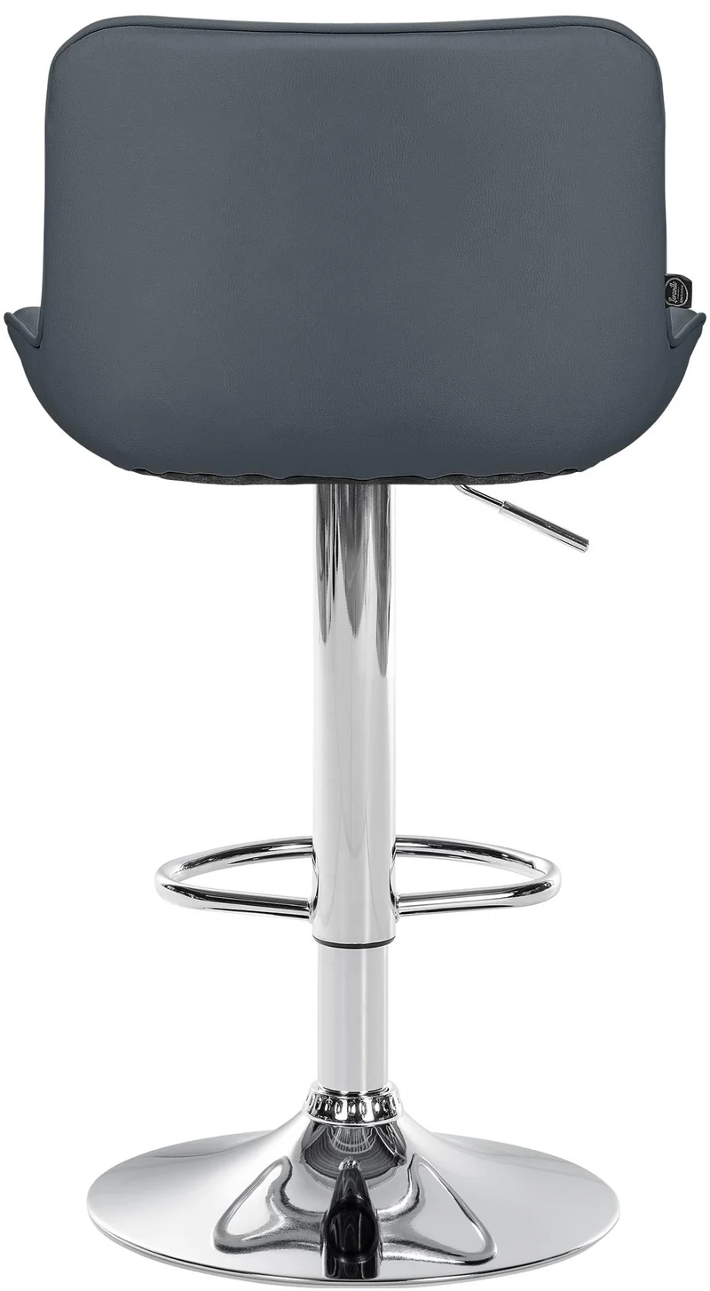 Tabouret de bar x1 pivotant forme ergonomique surpiqûres décoratives en PVC gris cadre en métal chromé 10_0006578