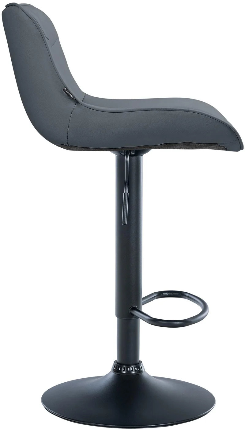 Tabouret de bar x1 pivotant forme ergonomique surpiqûres décoratives en PVC gris cadre en métal noir 10_0006580