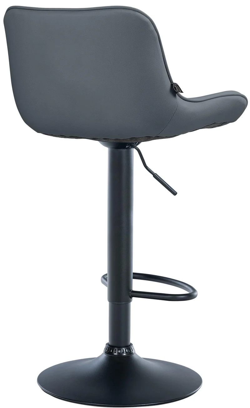 Tabouret de bar x1 pivotant forme ergonomique surpiqûres décoratives en PVC gris cadre en métal noir 10_0006580