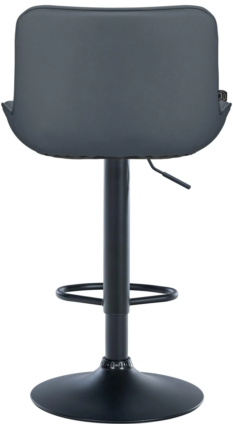 Tabouret de bar x1 pivotant forme ergonomique surpiqûres décoratives en PVC gris cadre en métal noir 10_0006580