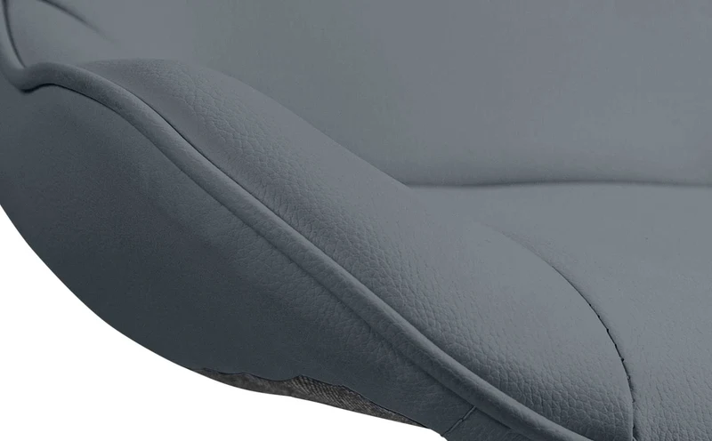 Tabouret de bar x1 pivotant forme ergonomique surpiqûres décoratives en PVC gris cadre en métal noir 10_0006580