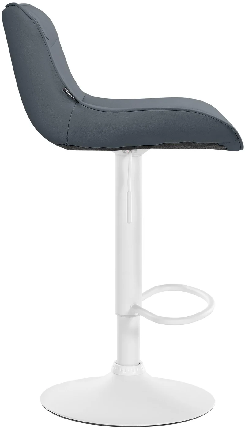 Tabouret de bar x1 pivotant forme ergonomique surpiqûres décoratives en PVC gris cadre en métal blanc 10_0006579