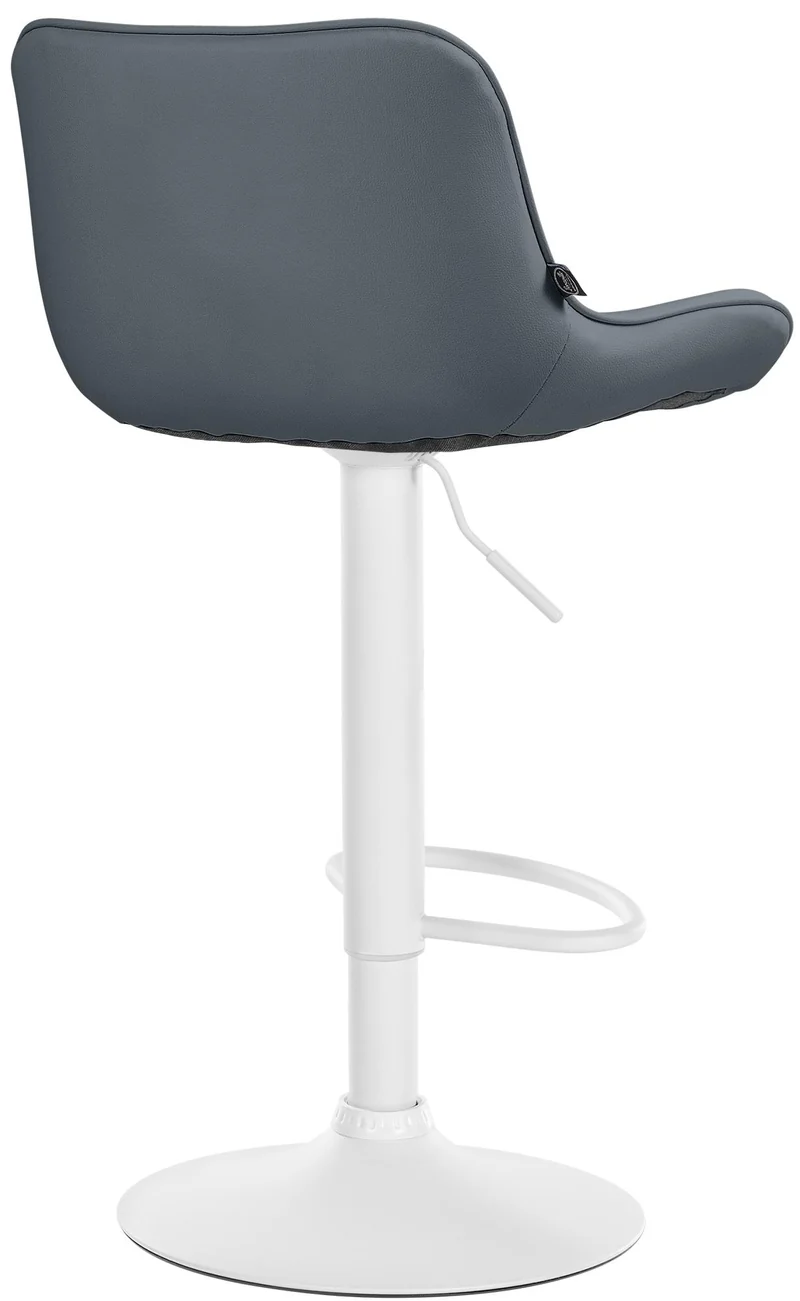 Tabouret de bar x1 pivotant forme ergonomique surpiqûres décoratives en PVC gris cadre en métal blanc 10_0006579