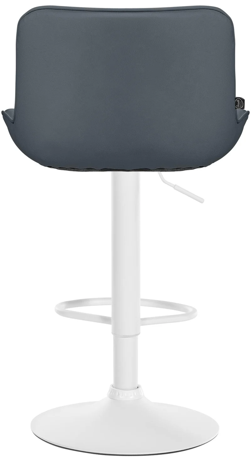 Tabouret de bar x1 pivotant forme ergonomique surpiqûres décoratives en PVC gris cadre en métal blanc 10_0006579