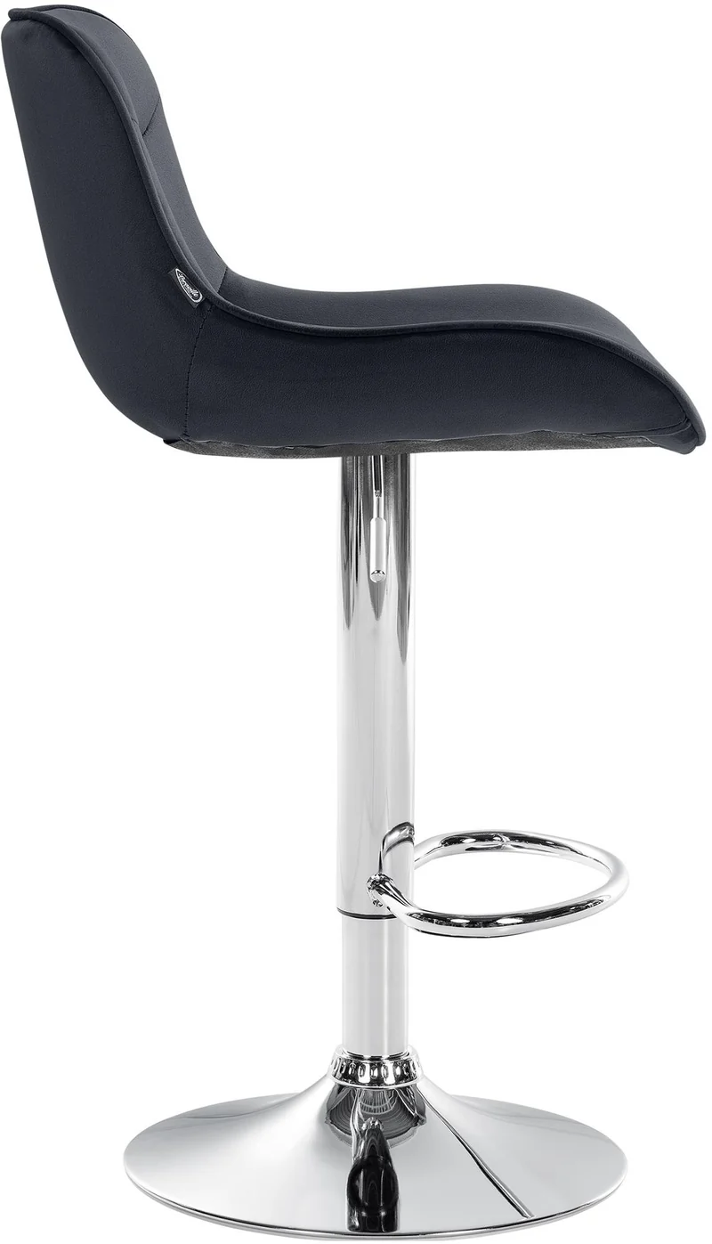 Lot de 2 tabourets de bar pivotant forme ergonomique surpiqûres décoratives en velours noir cadre en métal chromé 10_0006361