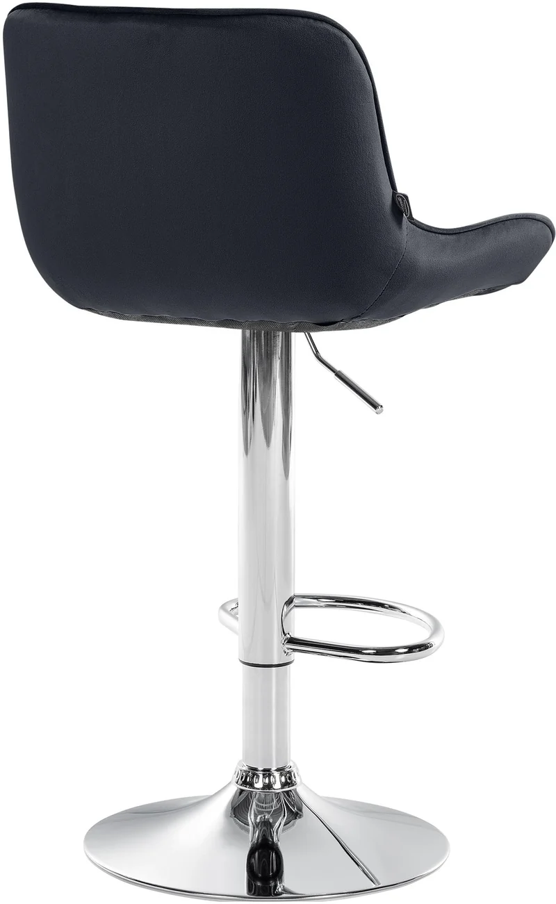 Lot de 2 tabourets de bar pivotant forme ergonomique surpiqûres décoratives en velours noir cadre en métal chromé 10_0006361