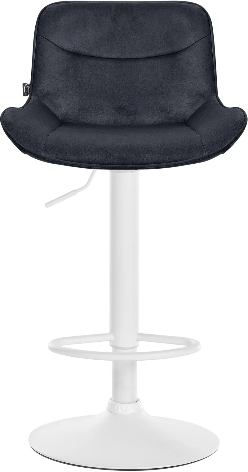 Lot de 2 tabourets de bar pivotant forme ergonomique surpiqûres décoratives en velours noir cadre en métal blanc 10_0006360