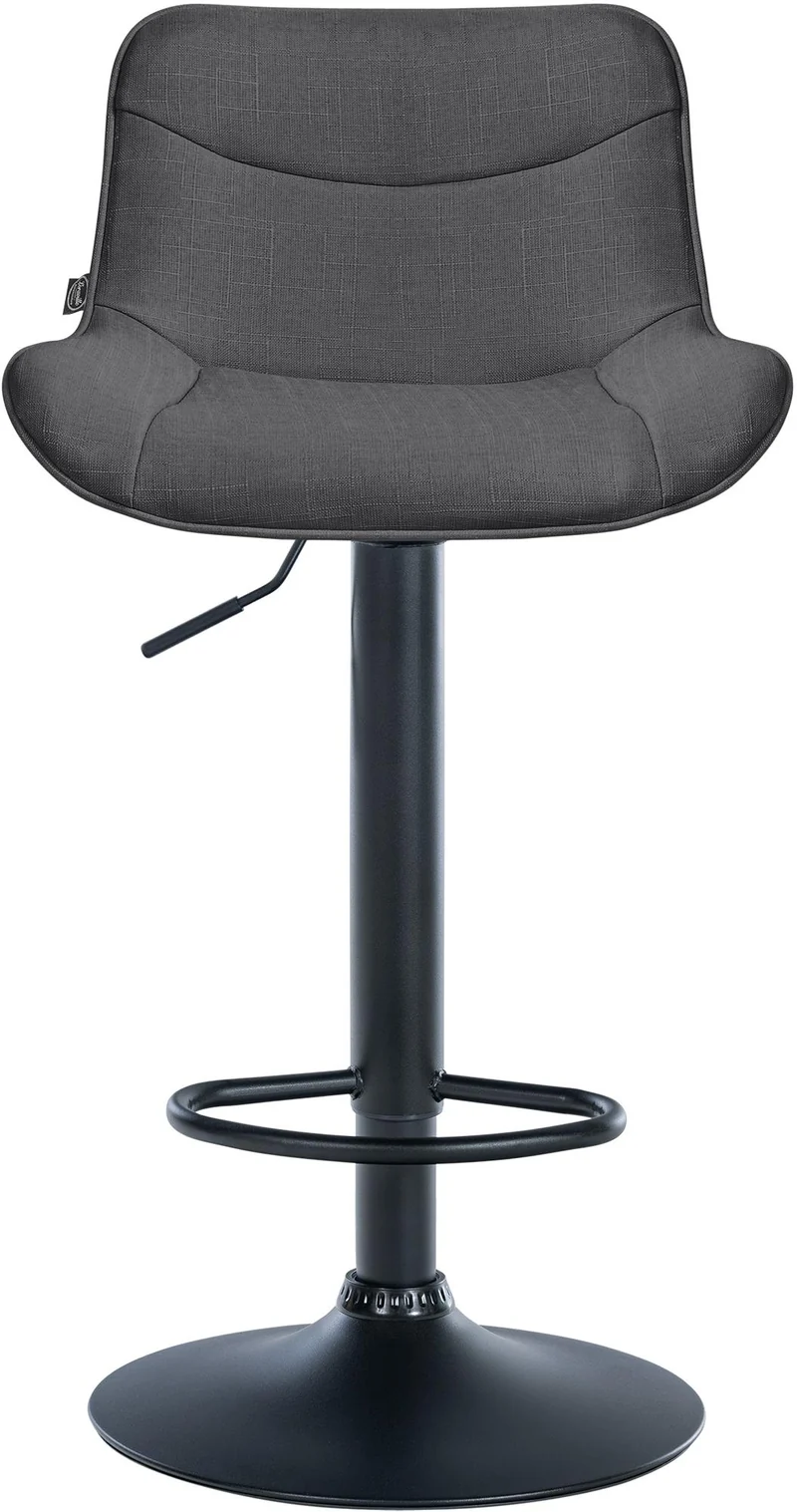 Lot de 2 tabourets de bar pivotant forme ergonomique surpiqûres décoratives en tissu gris foncé cadre en métal noir 10_0006081