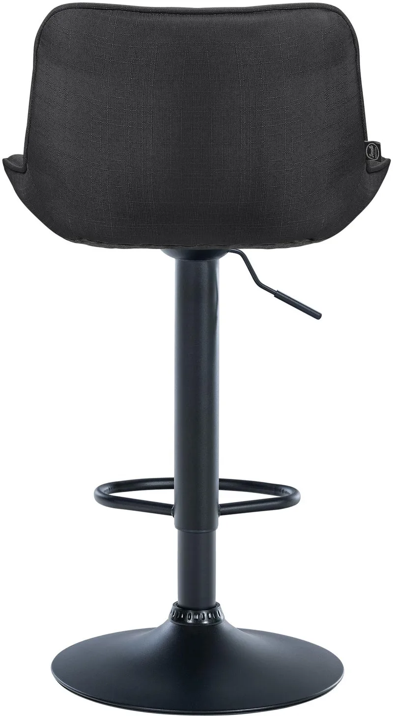 Lot de 2 tabourets de bar pivotant forme ergonomique surpiqûres décoratives en tissu gris foncé cadre en métal noir 10_0006081