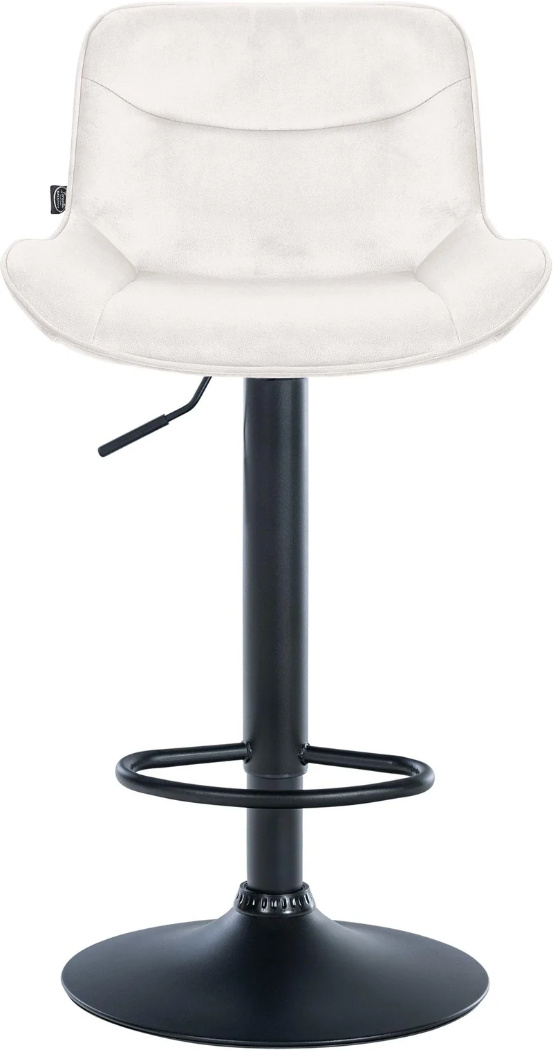 Lot de 2 tabourets de bar pivotant forme ergonomique surpiqûres décoratives en velours crème cadre en métal noir 10_0006036
