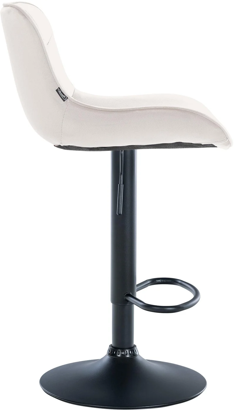 Lot de 2 tabourets de bar pivotant forme ergonomique surpiqûres décoratives en velours crème cadre en métal noir 10_0006036
