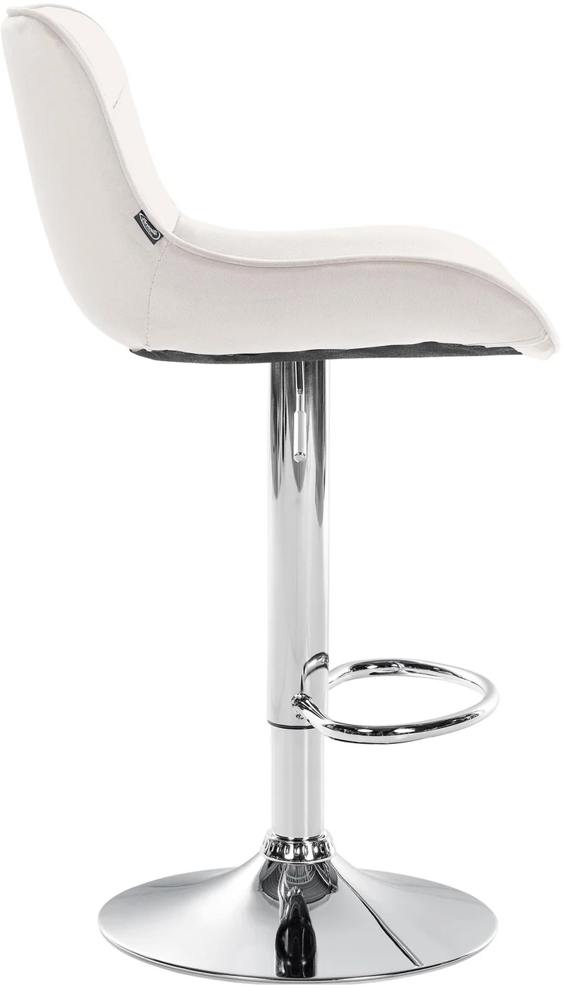 Lot de 2 tabourets de bar pivotant forme ergonomique surpiqûres décoratives en velours crème cadre en métal chromé 10_0006035
